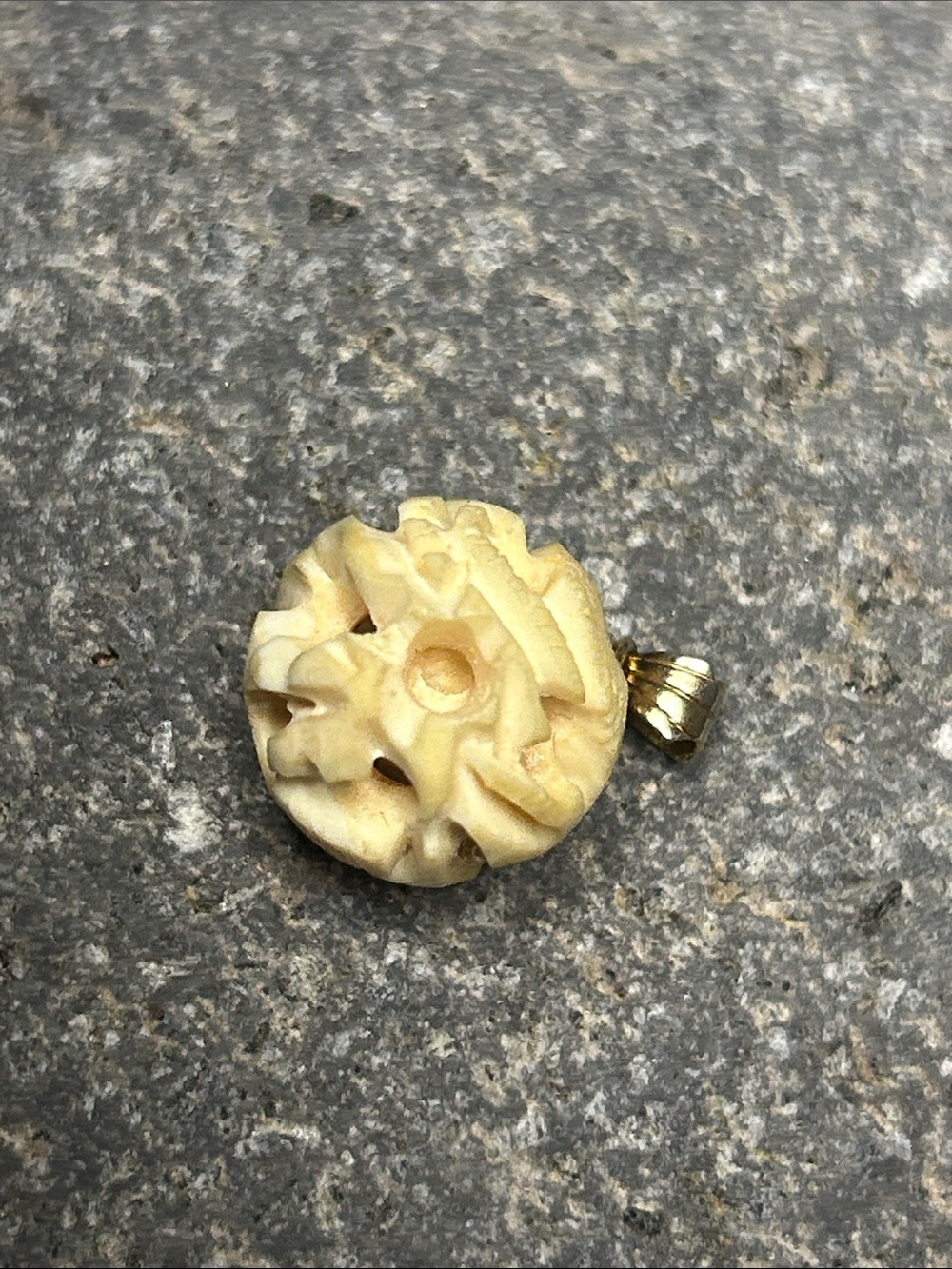 Vintage Hand-Carved Bone Ball within a ball Pendant